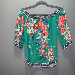 Off the shoulder floral shirt
